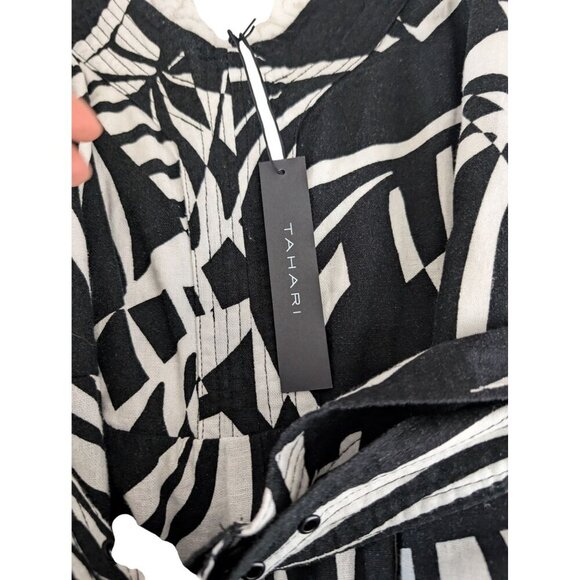 TAHARI Linen Blend Belted Jumpsuit Comfort Relaxed Leisure 4 NEW - Picture 12 of 13